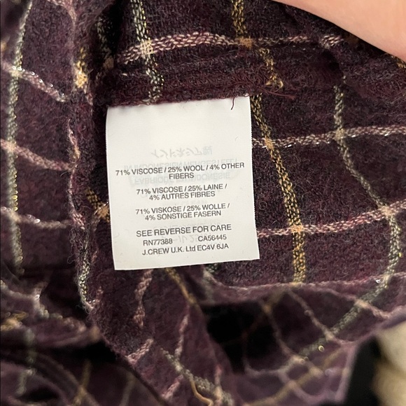 Madewell Purple Plaid Metallic Ruffle Button Down Blouse Size XXS - Picture 5 of 6